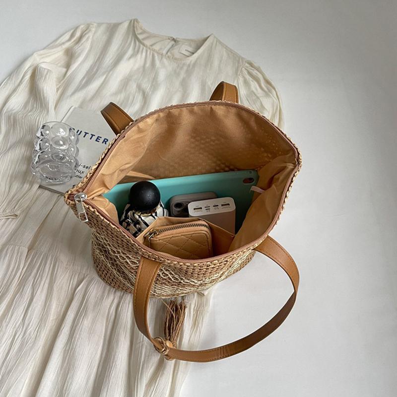 Женская стильная вязаная наплечная сумка, ажурная плетеная сумка, ручная тканая сумка-тоут, женские дорожные сумки для поездок на работу AVE