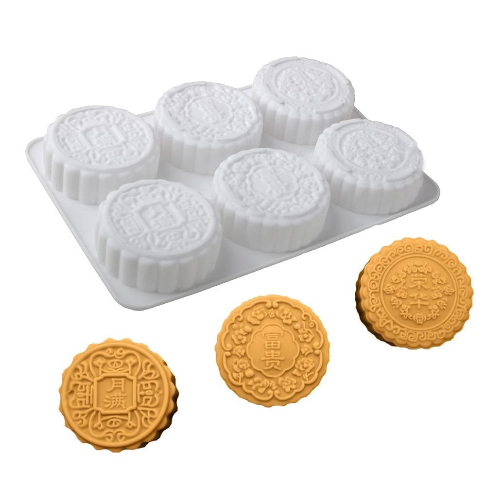Silicone Auspicious Clouds Mooncake Mold 6 Cavities Mung Bean Cake Mold Soap Mold Kitchen