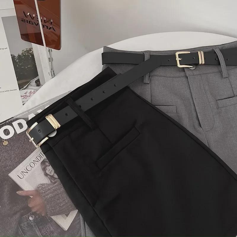 Женская юбка А-силуэта серого цвета с высокой талией, весна 2024 г. — стиль колледжа, облегающий крой, защита от воздействия внешней среды