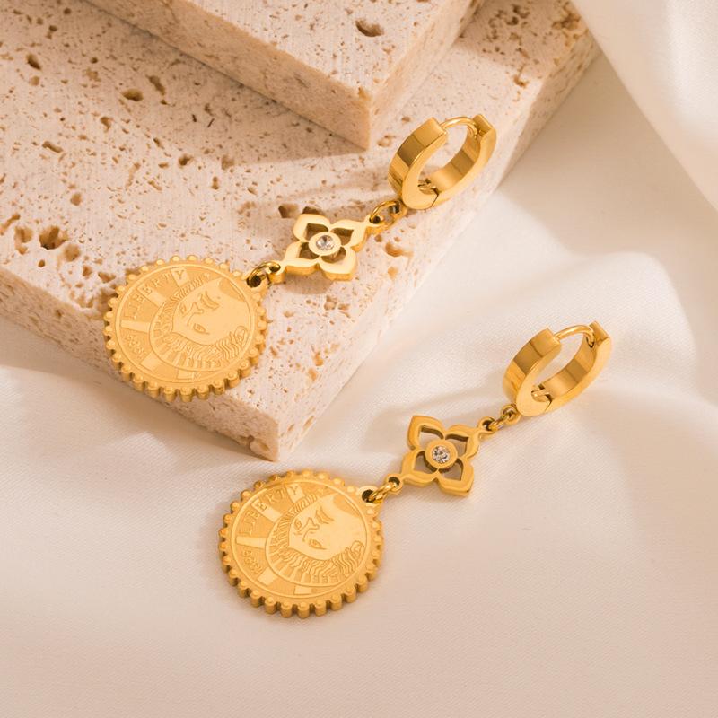 Женские простые серьги-капли в форме любви, серьги-подвески из нержавеющей титановой стали, круглые серьги с кристаллами золотого цвета, геометрические украшения для ушей