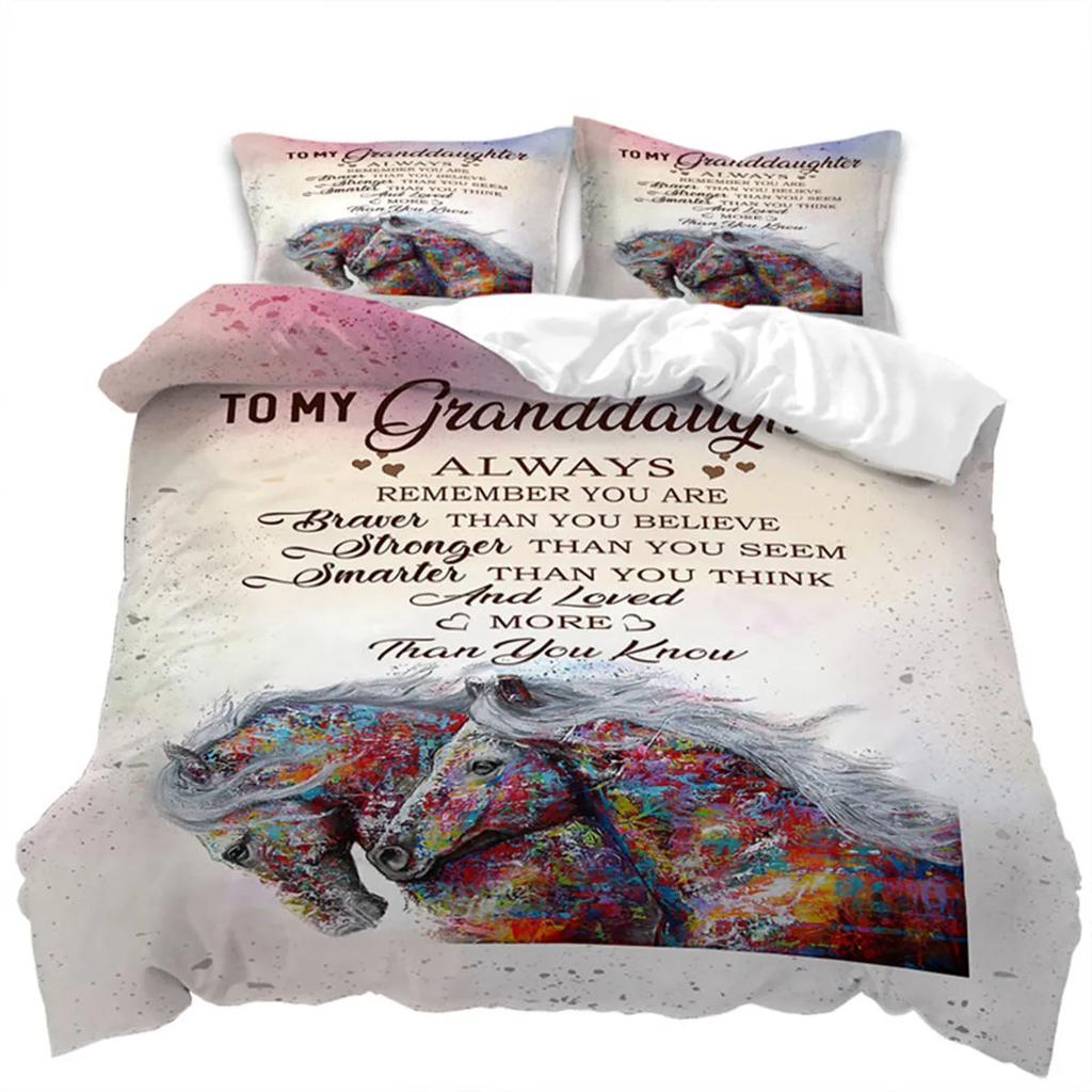 Letter Duvet Cover Abstract Word Print Wild Animal Theme The Meaningful Gift for Family and Friend Bedroom Decoration Queen Size