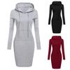 Women Casual Dress Long Sleeve Hooded Jumper Pockets Sweater Tops