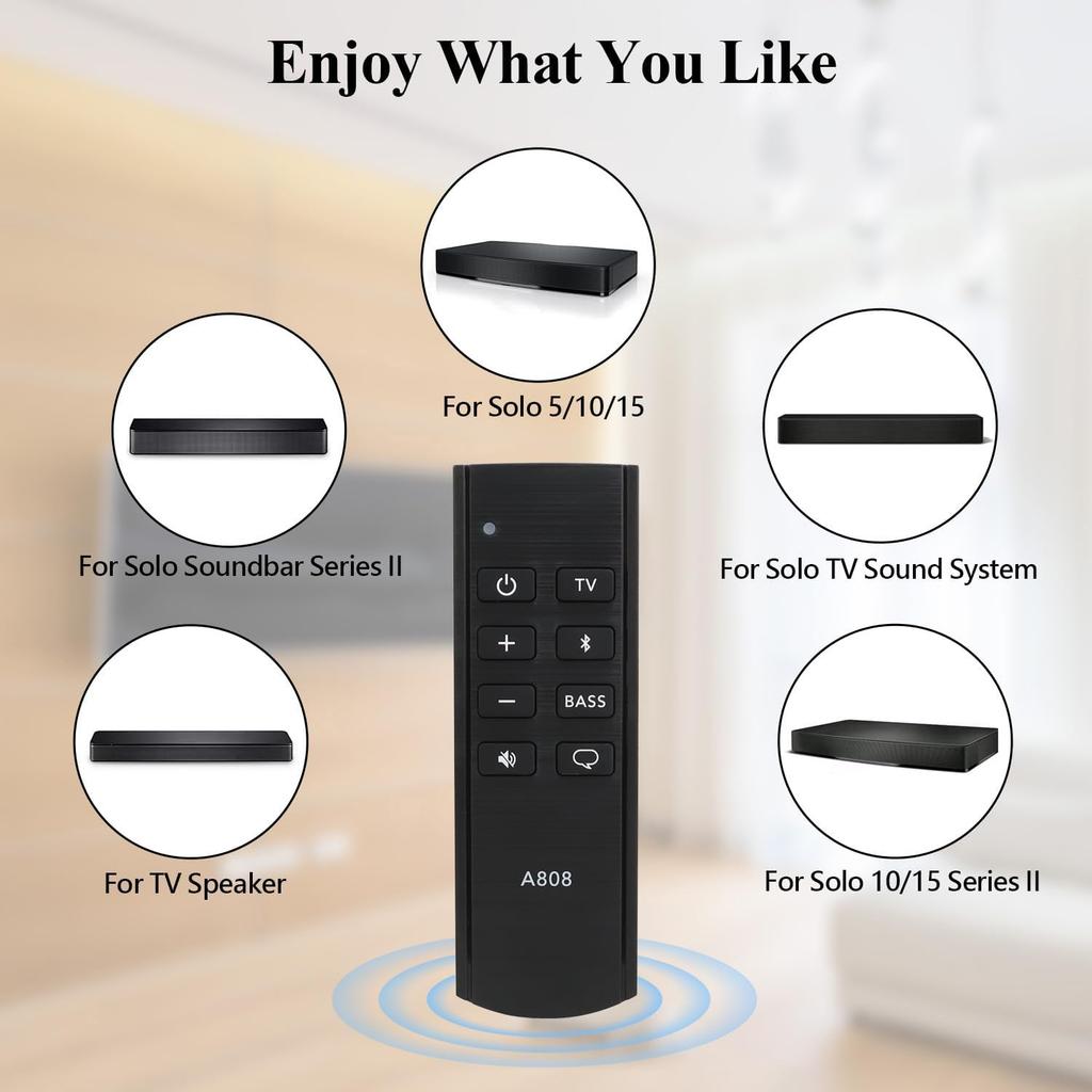 Upgraded Bluetooth Remote Control Compatible With Bose Solo 5 10 15 Series II TV Sound System 732522-1110 418775 Soundbar, for Bose Solo Series II
