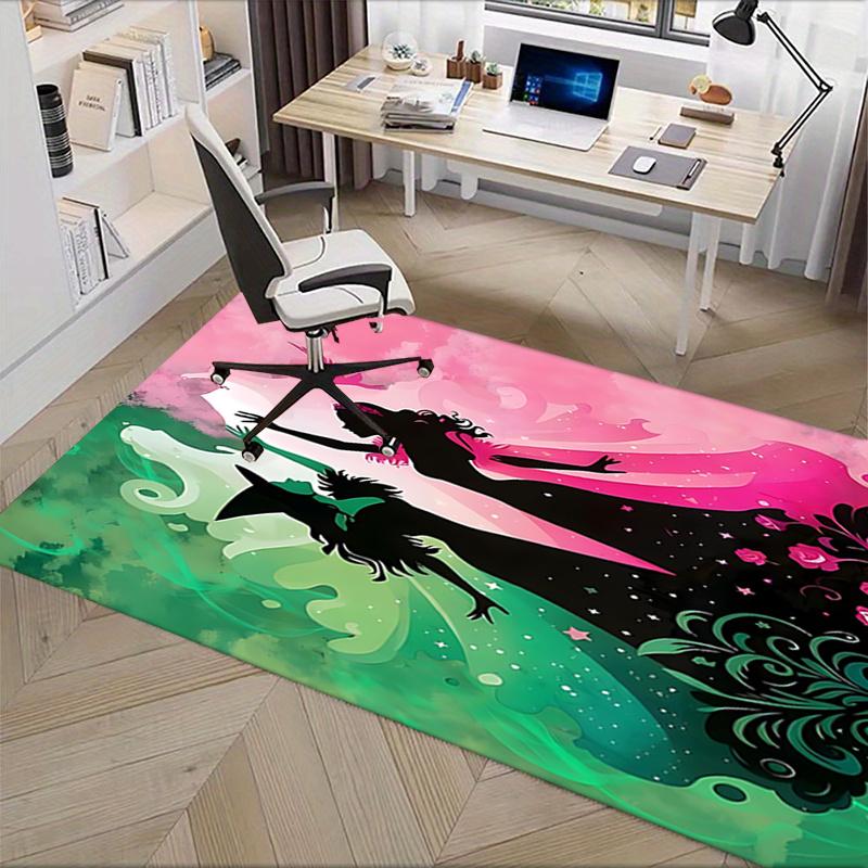 Fantasy Silhouettes Wicked and Princess Pattern Polyester Office Carpet Chair Mats, Home Decor Dormi