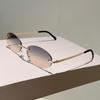 Безободковые овальные солнцезащитные очки Женские Модные Градиентные Декоративные Очки Новые Трендовые Винтажные Дизайнерские Повседневные Очки