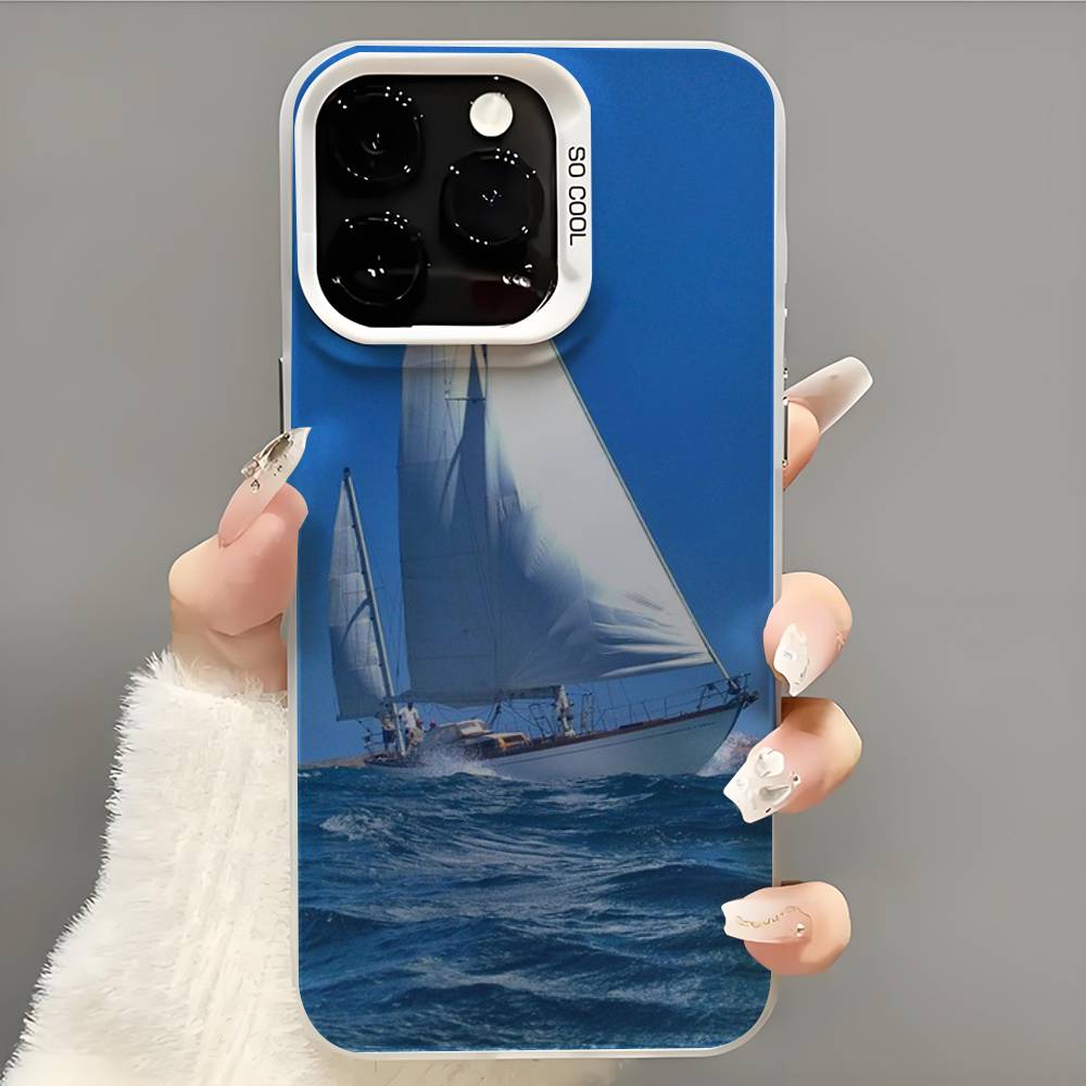 Sailing Boat Phone Case Phone Case For iPhone 14 16 15 11 12 13 Pro Max Mini Plus Shockproof Cover