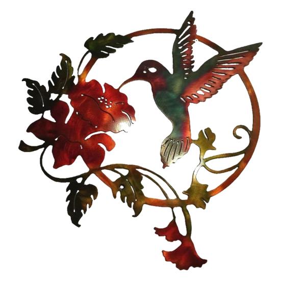 Металлическая птица Настенный художественный декор Колибри Цветочный силуэт для внутреннего и открытого сада Гостиная Спальня Патио
