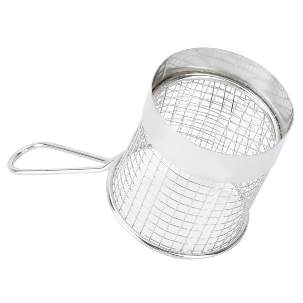 Stainless Steel French Fry Basket Round Shape Fries Holder Deep Fry Basket Coffee Shop