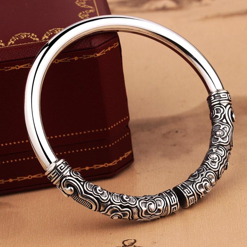 The New Golden Hoop Bracelet Male Domineering Retro Opening Adjustable Monkey King Monkey King Xiangyun Silver Bracelet Bracelet