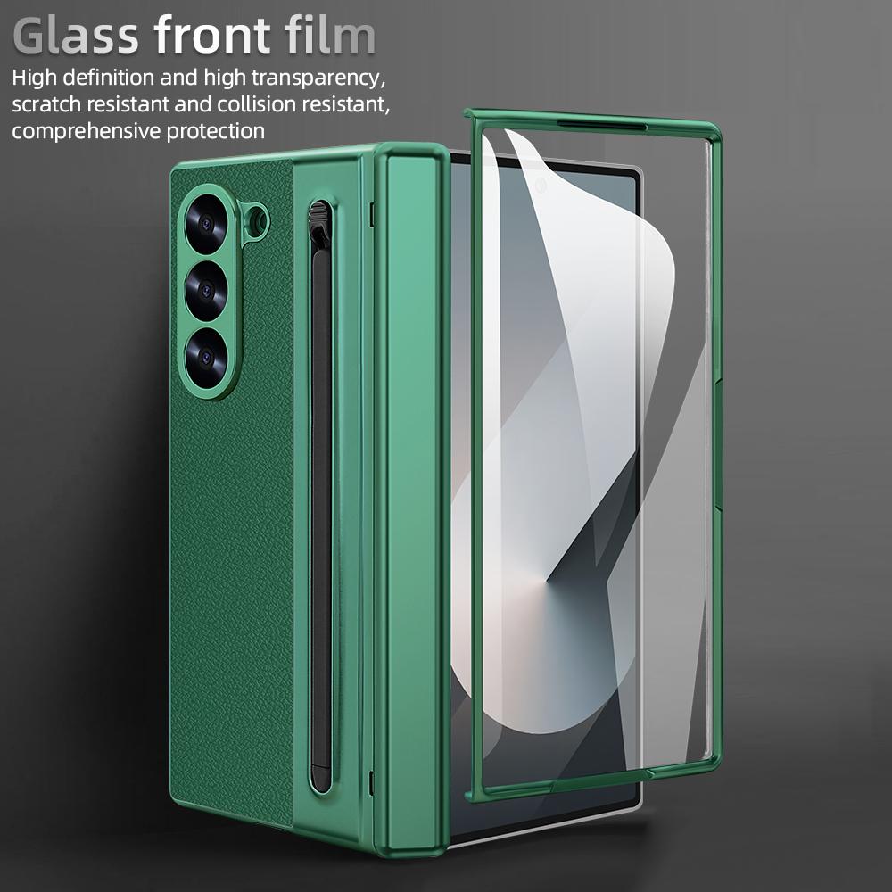 Гальванизированный Чехол-Петля для Телефона Samsung Galaxy Z Fold 6 5 4 5G Fold6 Стекло Экрана Стилус Всесторонний Держатель для Стилуса Чехол
