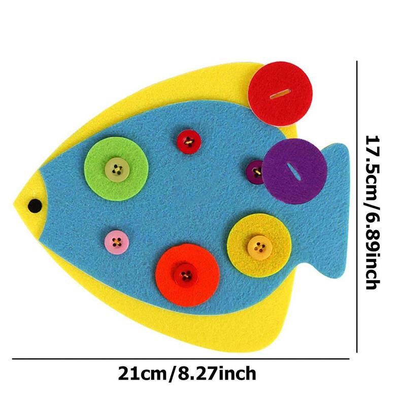 DIY Nonwoven Fabric Material Package Tie Button Puzzle Felt Little Fish Frog Duck Children Early Education Puzzle Toys TMZ