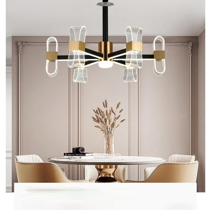 Modern Wrought Iron Acrylic Living Room Chandelier Nordic Home Dining Bedroom Lamps