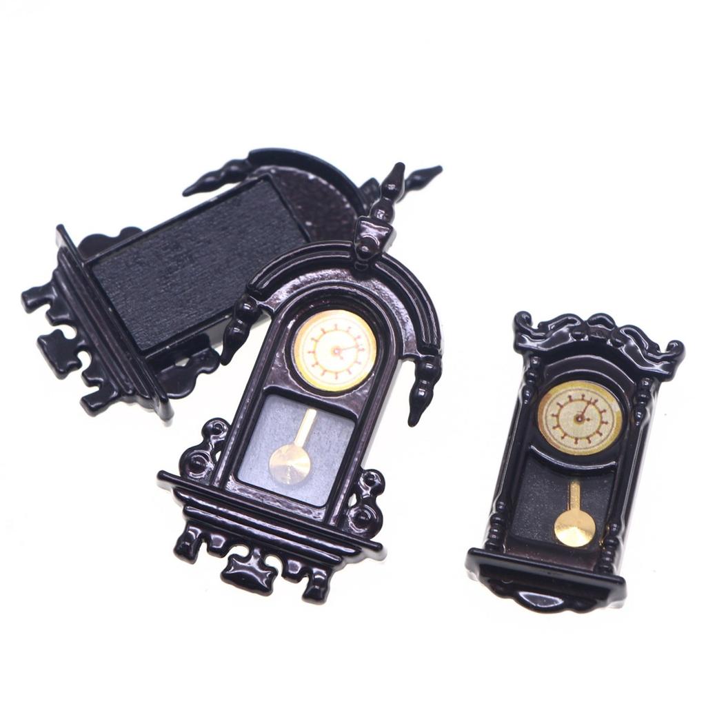 Миниатюрные винтажные подвижные металлические часы для кукольного домика, ретро-симуляция, декоративные, с функциональными стрелками