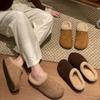 Thick-soled Inner Height-increasing Bag Head Half Slippers Women's Retro One-pedal Lazy Shoes with Fleece To Keep Warm Fluff