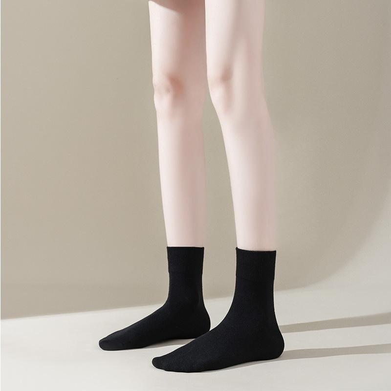 Women's Autumn and Winter Pure Cotton Calf Socks, All-cotton Black Over-the-knee Socks, Women's Slimming Pressure Socks, Solid-colored Long Stockings