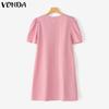 VONDA Женские летние платья с круглым вырезом и коротким рукавом с принтом в виде завязок