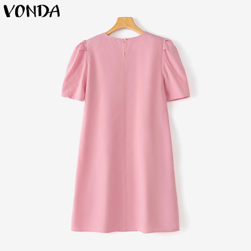 VONDA Женские летние платья с круглым вырезом и коротким рукавом с принтом в виде завязок