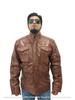 Handmade Men's Jacket Lambskin Brown Leather Racer Quilted Designer Biker Soft
