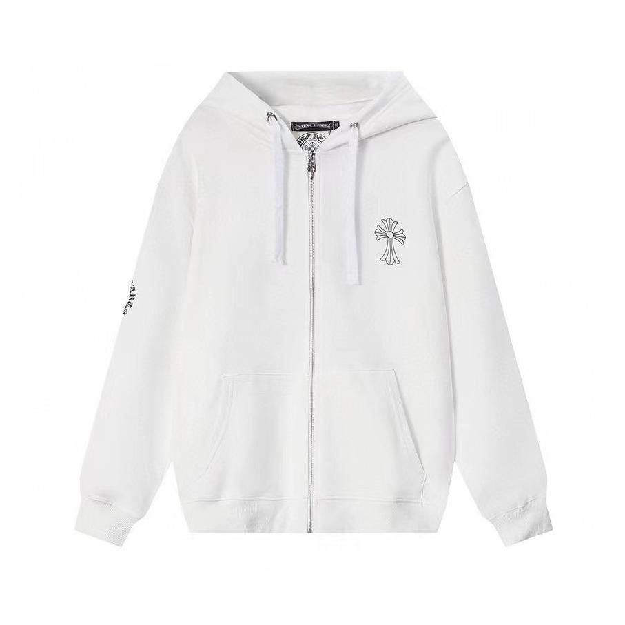 841 CHROME HEARTS Осень-Зима 2026 Новая Классический Стиль Большой Размер Логотип Молния Толстовка с Капюшоном, Подходит для Ношения Парами