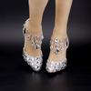 Large Size Tassel Rhinestone Wedding Shoes 9 Thin Heel Pointed Sandals Luxury Rhinestone Wedding Shoes