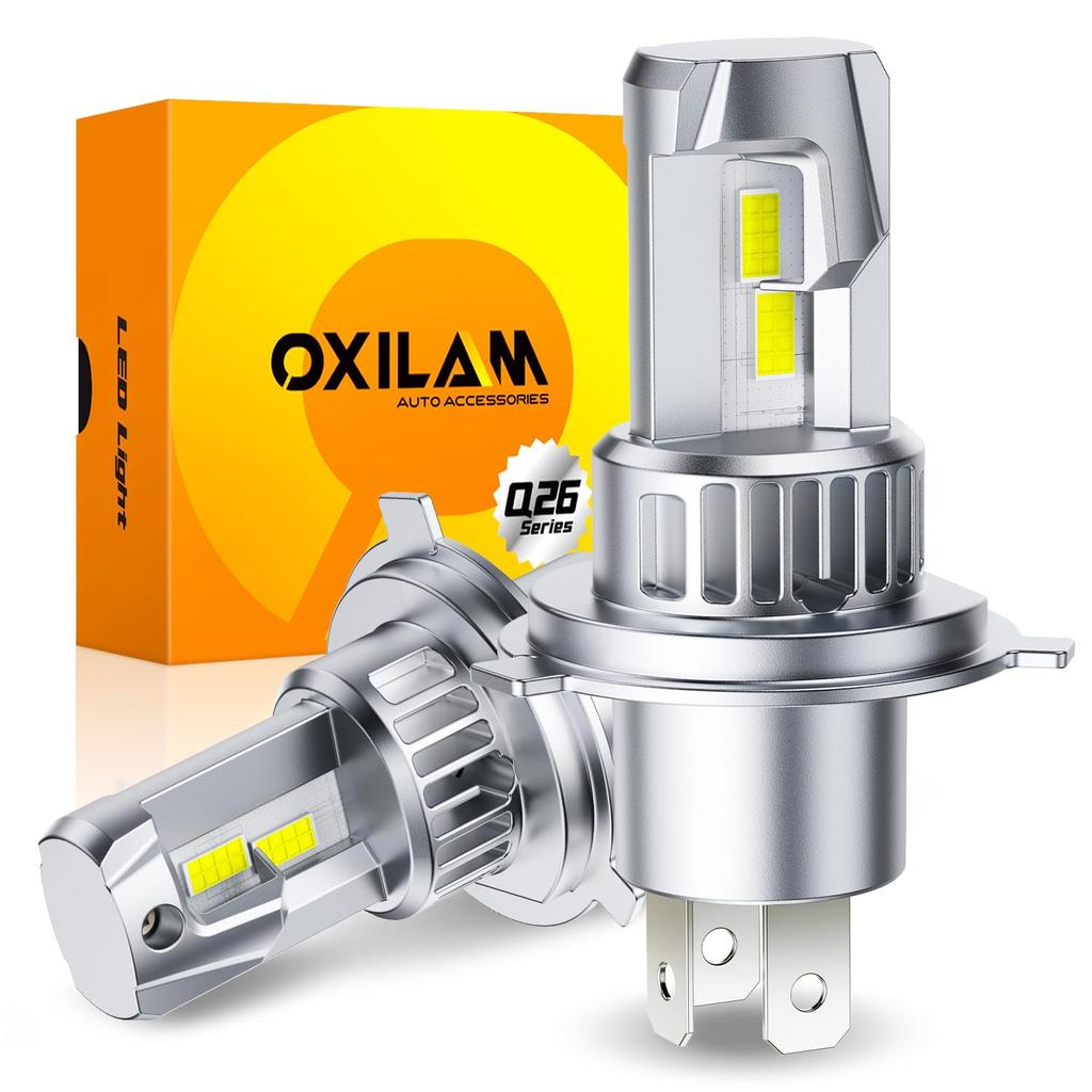 OXILAM H4 LED Headlight, Compatible with Vehicle Inspection, HI/LO Switching, H4 LED, 4x Brightness,