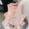 Spring 2025 Chinese Style Retro Jacquard Frog Button Waistcoat: Elegant and Luxurious Fashion Vest