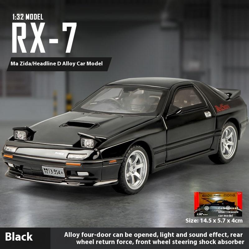Initial D 1/32 Mazda RX7 Миниатюрная литая модель RX-7 Игрушечная машинка Звук и свет Открывающиеся двери Коллекция Подарок для детей Мальчиков Коробка