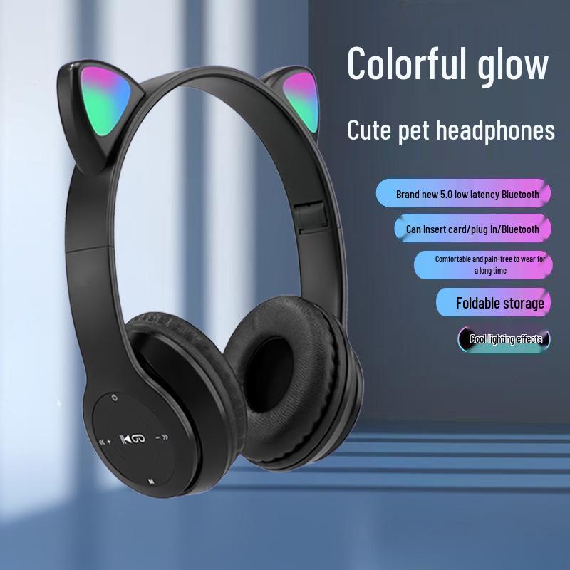 Беспроводные игровые наушники с кошачьими ушками Bluetooth P47M, с низкой задержкой, спортивный стиль