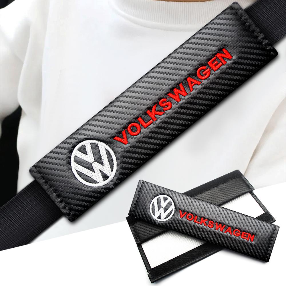 Car Seat Safety Belt Soft Covers Shoulder Pad Badge Interior Accessories For VW Golf Passat Tiguan Jetta PoloTouran Beetle 2RFG