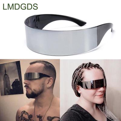 Металлические зеркальные очки Alien One Piece Солнцезащитные очки Робот вечерние Косплей очки серебряных оттенков