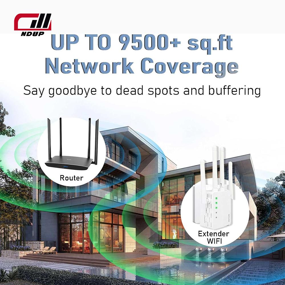 Новейший усилитель сигнала WiFi NDUP на 1200 Мбит/с – покрытие до 9500 кв.м.. футов, повторитель с портом WAN/LAN, идеально подходит для домашнего использования!