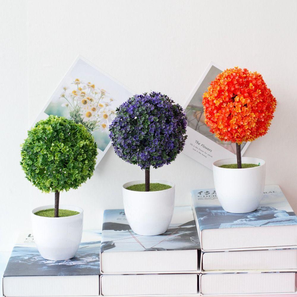 Creative Artificial Plants Bonsai Snowball Simulation Fake Flowers Small Tree Potted