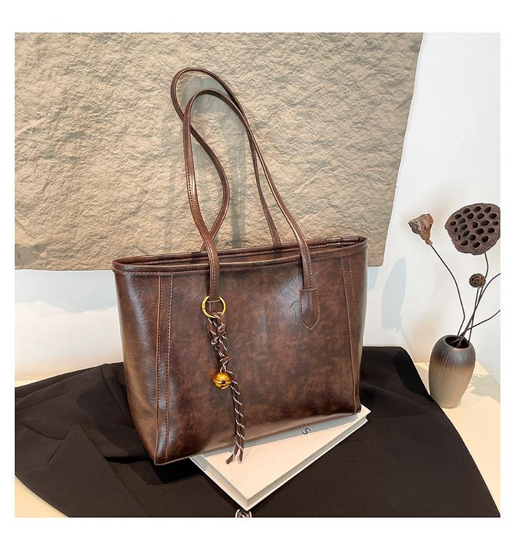 Винтажная текстура, портативная сумка-тоут, женская, 2025, новая, повседневная, большой вместимости, на плечо, премиальная, универсальная, сумка под мышкой, тренд