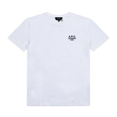 A.p.c. Женская стандартная футболка унисекс с коротким рукавом Cohbu M26388 Tae Белый Темно-синий