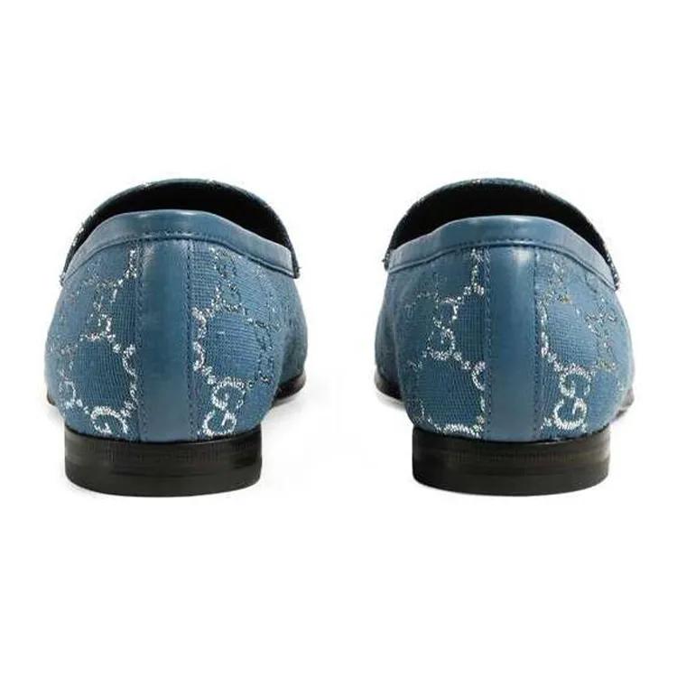 GUCCI Jordaan Loafers Women's Blue (Unisex) Women's Casual Unlined Shoes 431467 2C820 4691