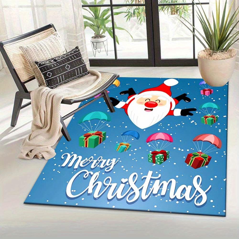 1pc Santa Claus and Falling Gifts Area Rug, Slip-Resistant, Easy-Clean, Stain-Resistant, Perfect for Cozy Living Rooms, Bedrooms, Kitchens,