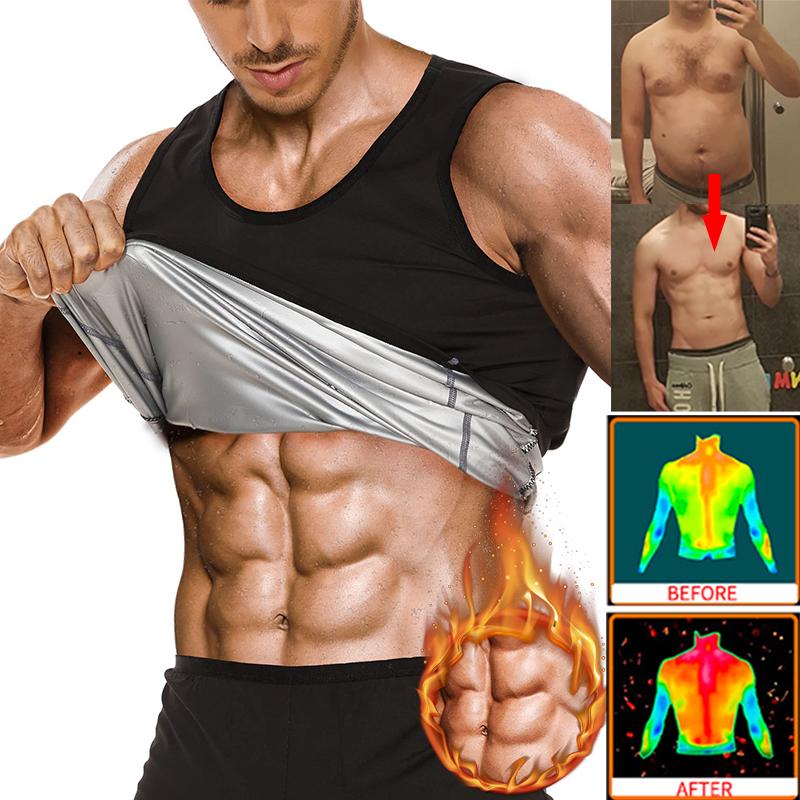 Спортивный жилет для мужчин Тренер для талии Костюм для сауны Горячие полимерные толстовки для похудения Формирователь тела Тренировочные майки Корректирующее белье Базовый слой для фитнеса