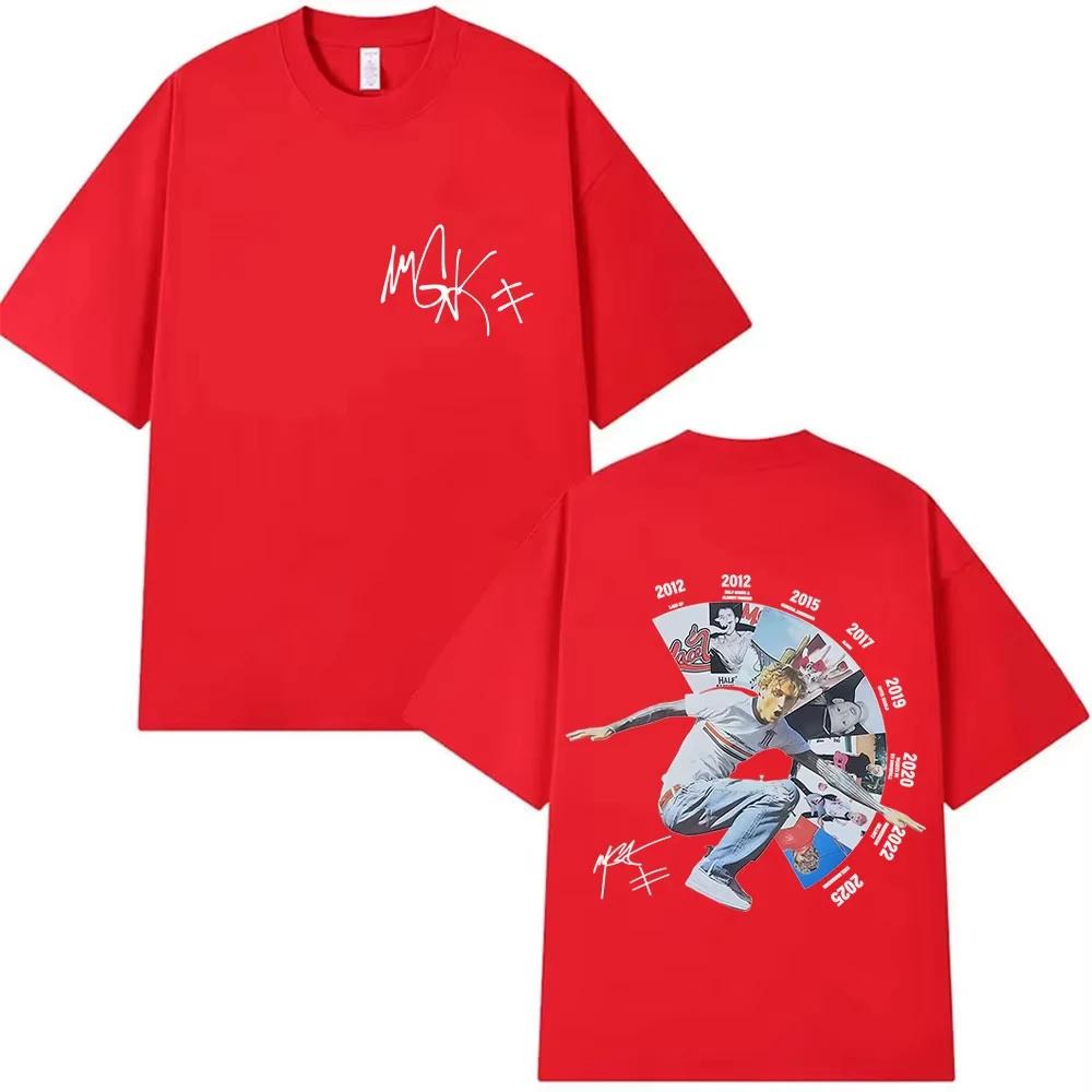 Футболка с принтом рэпера MGK Lost Americana Tour 2026 Machine Gun Kelly Повседневная футболка с круглым вырезом Модная хлопковая футболка высокого качества