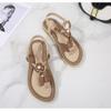 Sandals Women Bohemian Wood Beads Woven Large Size Flat Casual Shoes