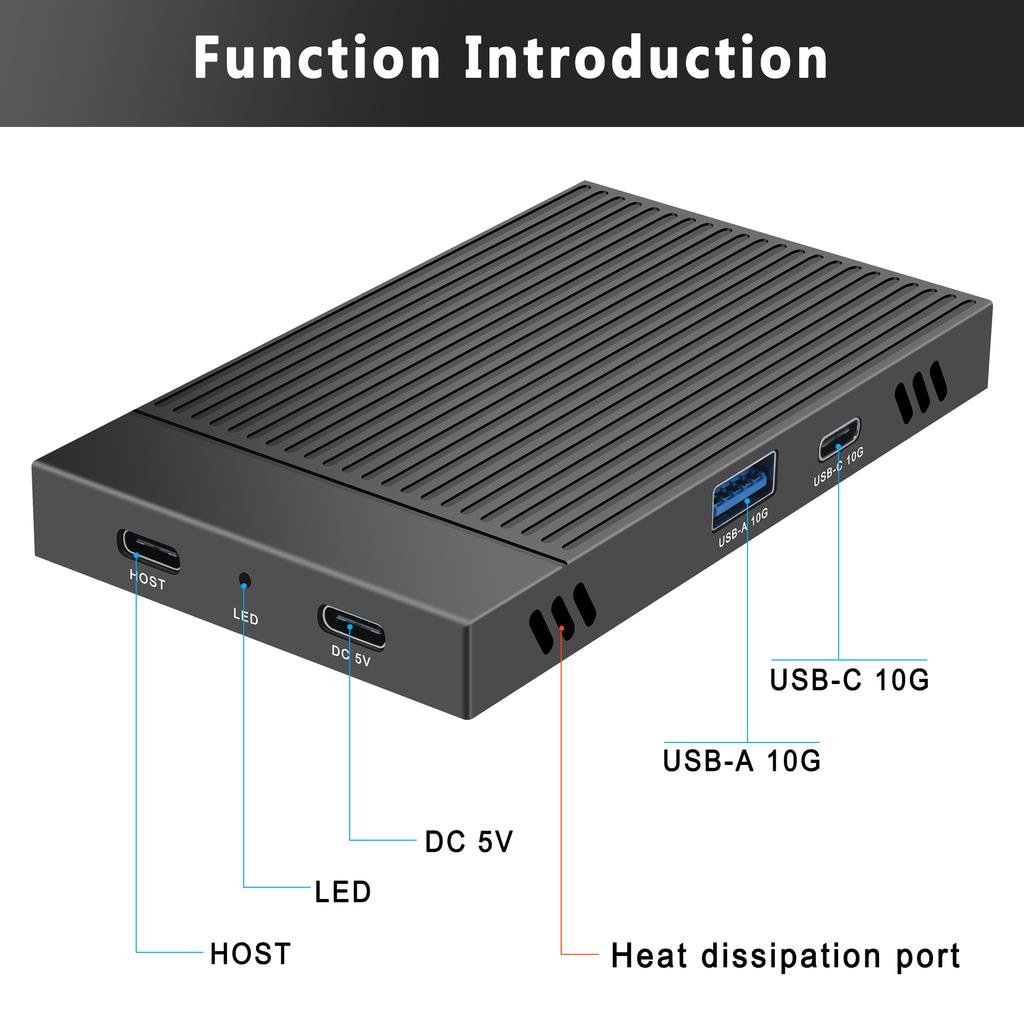 Док-станция для M.2 SSD USB3.2 Gen2 10 Гбит/с Корпус из алюминиевого сплава Двойной NVMe Plug and Play для PCIe M Key 2230 2242 2260 2280