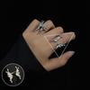 Korean S925 Silver-Plated Three-Layer Retro Hip-Hop Stacking Ring for Women