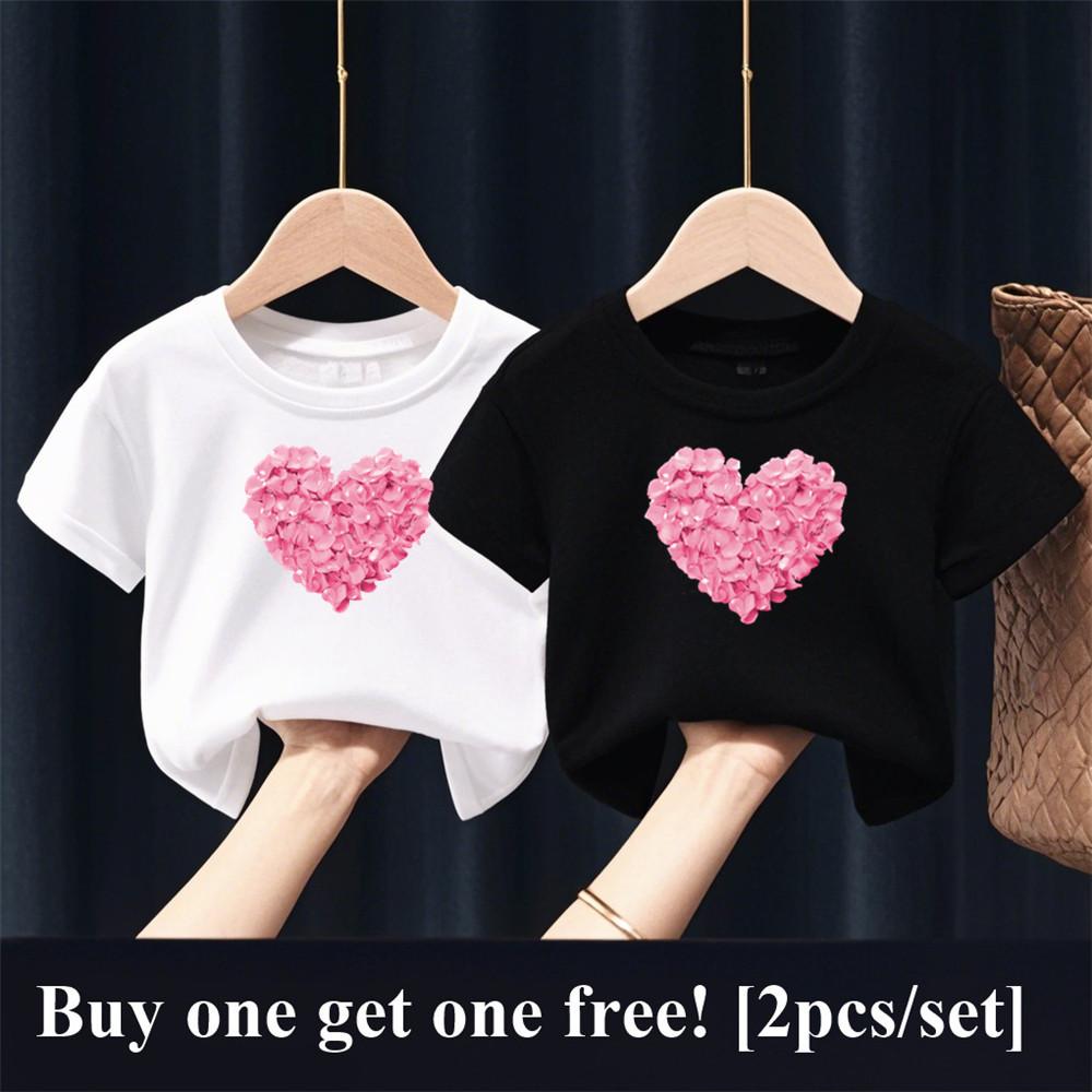 Девочки Мода Лето Лучшие Друзья Футболка 2шт/Комплект Сердце Цветок Футболки Рубашка Короткий Рукав Сестра Парный Наряд Детские Топы