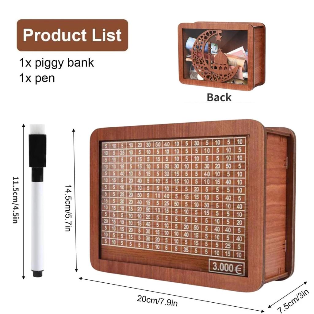 Копилка для сбережений евро 500/1000/2000/3000/5000/10000 долларов, деревянная копилка ручной работы с денежными целями и цифрами для детей и взрослых
