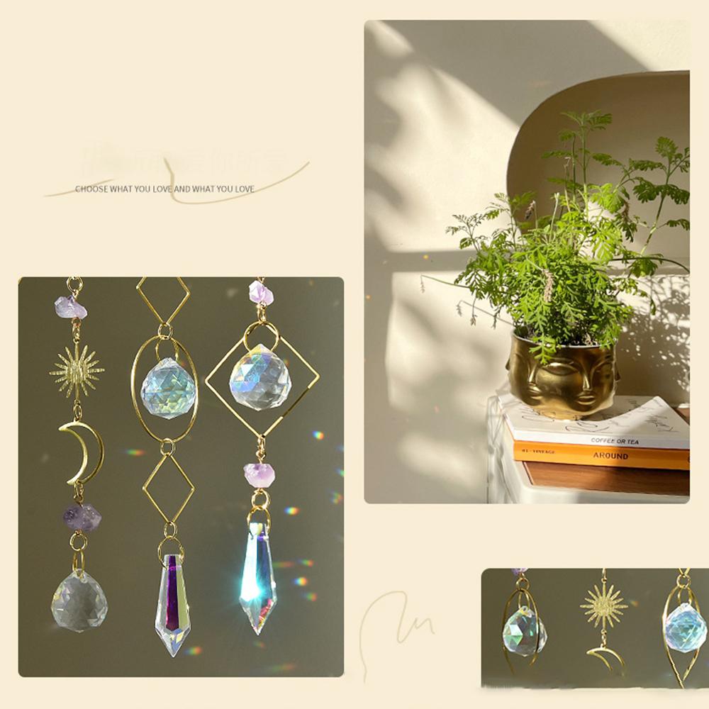 Садовый хрустальный кулон Suncatcher, подвесной радужник, призматическая хрустальная цепочка для оконного колокольчика, рождественской елки, домашний декор, 1 шт.