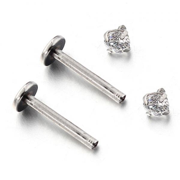 2 Pcs Stainless Steel Lip Ring Piercing Jewelry Charms Rhinestone Lips Studs