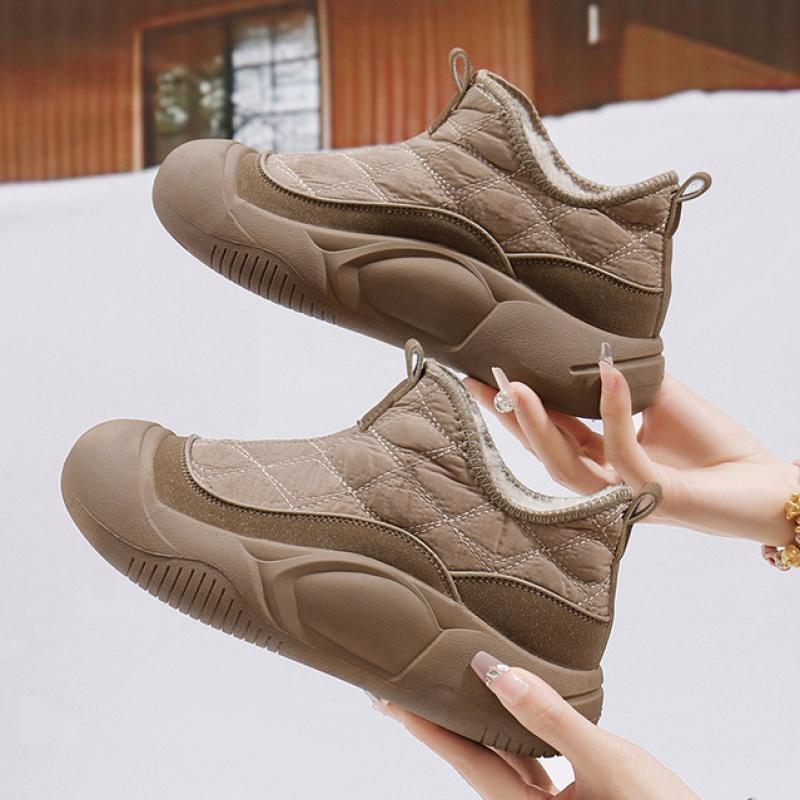 Модные милые симпатичные кампусные спортивные школьные зимние ботинки для женщин на платформе с высоким берцем коричневые плюшевые теплые повседневные кроссовки