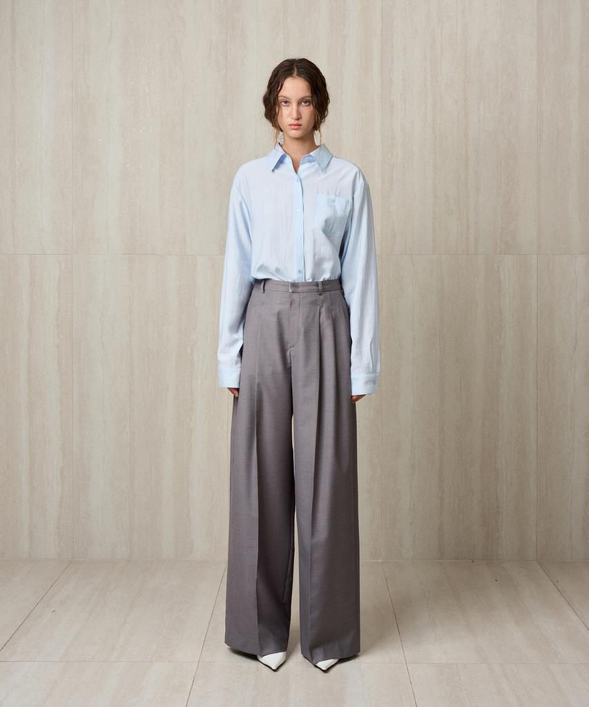 RE RHEE Pleated Wide Trousers Gray