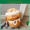 Cute Cake Shape Embroidered Pattern Children Shoulder Bag Drawstring Design