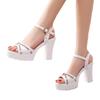 Fashion High Heel Sandals 2025 Thick Heel Waterproof Platform Versatile Summer Soft Leather Stylish Height Increasing Women's Shoes