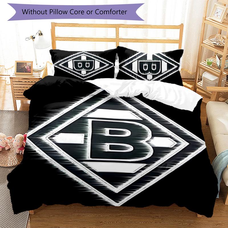 3pcs Borussia Monchengladbach logo pattern bedding set duvet cover set includes duvet cover &pillowcases,perfect all season bedroom decoration&gift